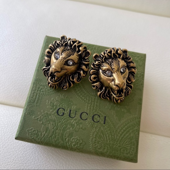 NEW GUCCI Lion CLIP ON EARRINGS CRYSTALLS - Picture 3 of 6